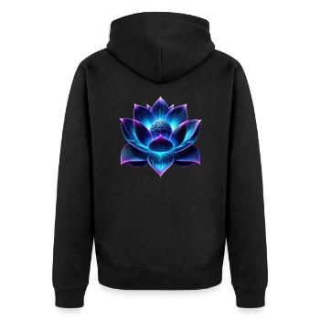 Neon Lotus Flower - Unisex Premium Organic Zip Hoodie - black - Back - Nico (187cm)
