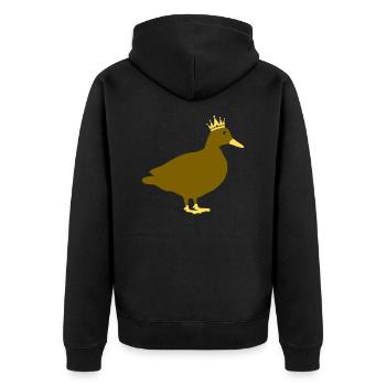 ente comic king - Unisex Premium Bio Zip Hoodie - Schwarz - Hinten - Nico (187cm)