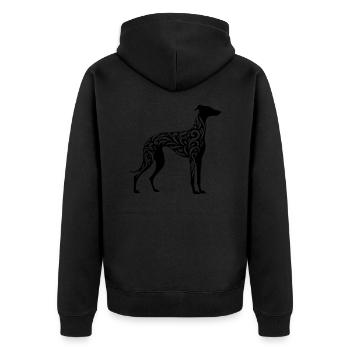 Galgo Español with waves - 20250601 - Unisex Premium Organic Zip Hoodie - black - Back - Nico (187cm)