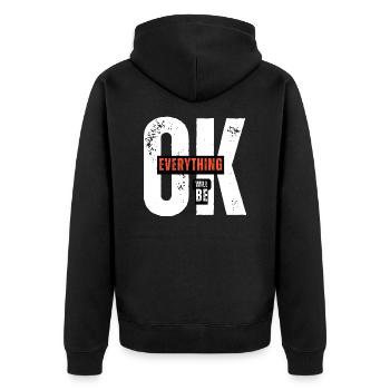 EVERYTHING OK - Unisex Premium Bio Zip Hoodie - Schwarz - Hinten - Nico (187cm)