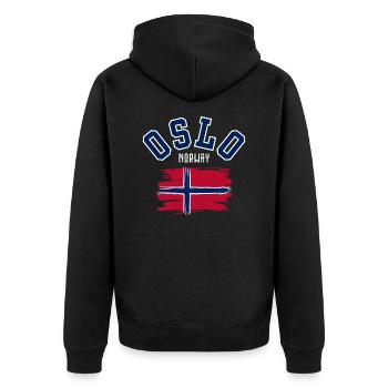 Oslo, Norwegen - Unisex Premium Bio Zip Hoodie - Schwarz - Hinten - Nico (187cm)