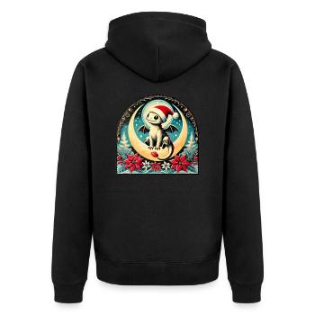 Baby Dragon Weihnachten - Unisex Premium Bio Zip Hoodie - Schwarz - Hinten - Nico (187cm)