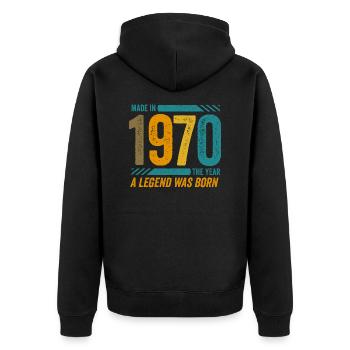 Réalisé en 1970, l’année de la naissance d’une légende - Veste à capuche bio Premium Unisexe - noir - Dos - Nico (187cm)