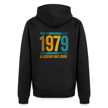 Réalisé en 1979, l’année de la naissance d’une légende - Veste à capuche bio Premium Unisexe - noir - Dos - Nico (187cm)