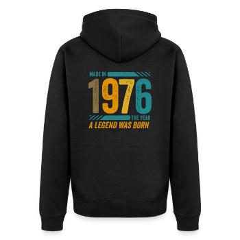 Hergestellt im Jahr 1976, dem Jahr, in dem eine Legende geboren wurde - Unisex Premium Bio Zip Hoodie - Schwarz - Hinten - Nico (187cm)