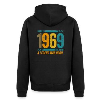 Made in 1969, the year a legend was born - Unisex Premium Organic Zip Hoodie - black - Back - Nico (187cm)