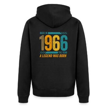 Hergestellt im Jahr 1966, dem Jahr, in dem eine Legende geboren wurde - Unisex Premium Bio Zip Hoodie - Schwarz - Hinten - Nico (187cm)
