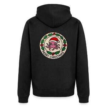 Frohe Weihnachten Oktopus - Unisex Premium Bio Zip Hoodie - Schwarz - Hinten - Nico (187cm)