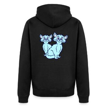 Deux chats heureux 2 amis Couple Équipe Couple - Veste à capuche bio Premium Unisexe - noir - Dos - Nico (187cm)