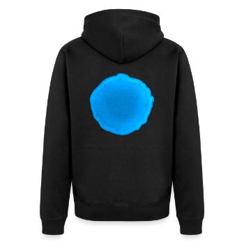 Punkt Blau - Unisex Premium Bio Zip Hoodie - Schwarz - Hinten - Nico (187cm)
