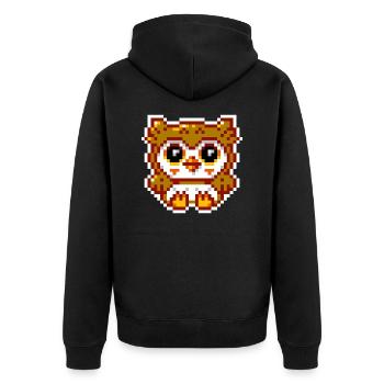 8bit Eule - Unisex Premium Bio Zip Hoodie - Schwarz - Hinten - Nico (187cm)
