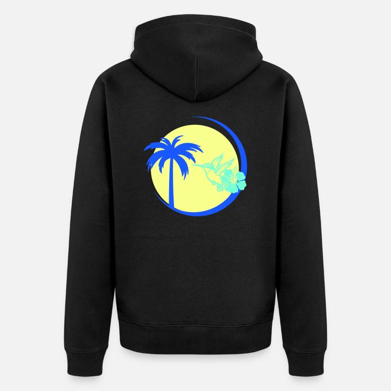 Palmier Colibri Hibiscus - Veste à capuche bio Premium Unisexe - noir