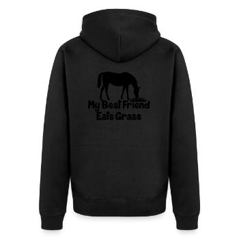 Sport équestre Dressage Saut d’obstacles - Veste à capuche bio Premium Unisexe - noir - Dos - Nico (187cm)