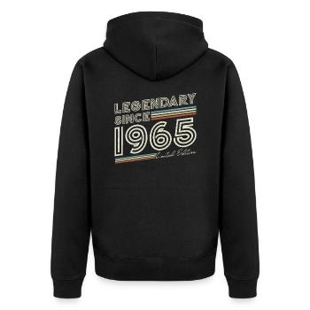 Legendary since 1965 vintage birthday - Unisex Premium Organic Zip Hoodie - black - Back - Nico (187cm)