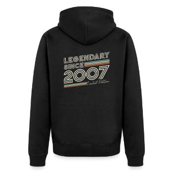Légendaire depuis 2007 millésime anniversaire - Veste à capuche bio Premium Unisexe - noir - Dos - Nico (187cm)
