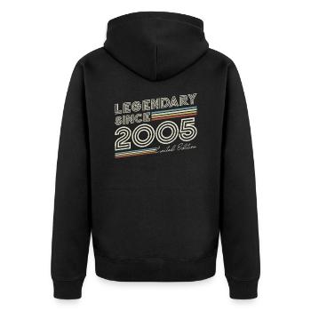 Légendaire depuis 2005 millésime anniversaire - Veste à capuche bio Premium Unisexe - noir - Dos - Nico (187cm)