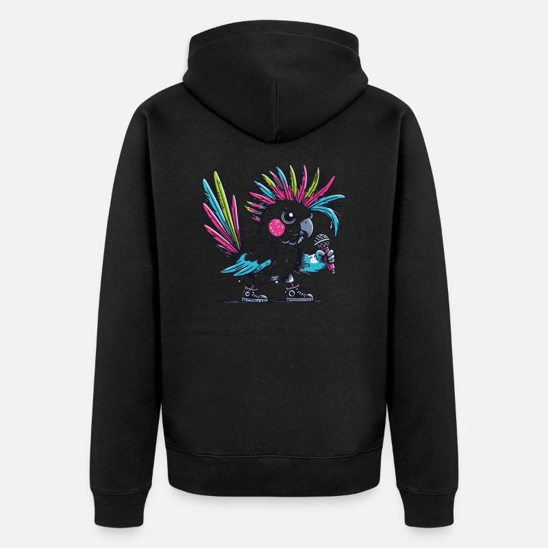 Cacatoès punk avec mohawk - Veste à capuche bio Premium Unisexe - noir