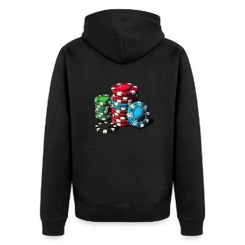 Poker - Unisex Premium Bio Zip Hoodie - Schwarz - Hinten - Nico (187cm)