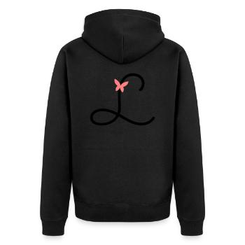 Lettre L Papillon Lettre - Veste à capuche bio Premium Unisexe - noir - Dos - Nico (187cm)