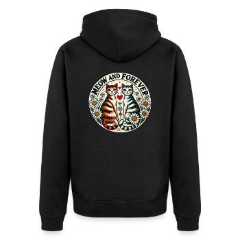 Meow and Forever - Unisex Premium Organic Zip Hoodie - black - Back - Nico (187cm)