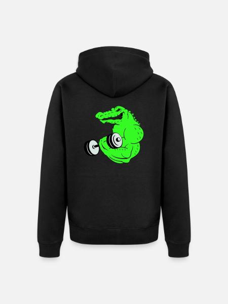 fitness crocodile 02 - Unisex Premium Bio Zip Hoodie - Schwarz