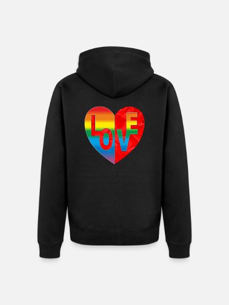 Heart - Unisex Premium Organic Zip Hoodie - black