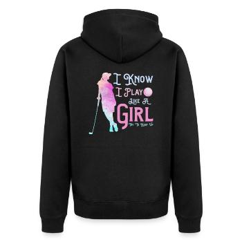 Je sais que je joue comme une fille Essaie de suivre le golf Go - Veste à capuche bio Premium Unisexe - noir - Dos - Nico (187cm)
