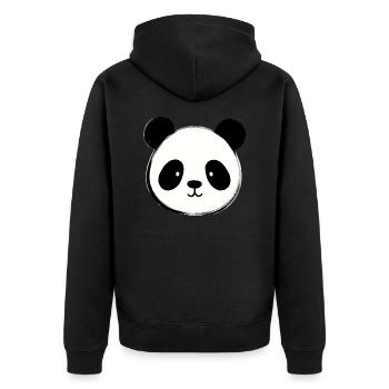 Süßer Panda - Unisex Premium Bio Zip Hoodie - Schwarz - Hinten - Nico (187cm)