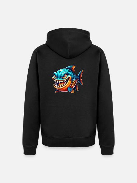 piranha comic fisch - Unisex Premium Bio Zip Hoodie - Schwarz