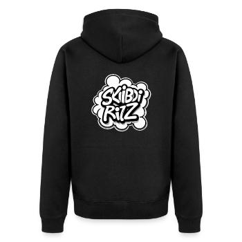 Logo Skibidi Ritz – Inspiré de l’argot de la génération Alpha - Veste à capuche bio Premium Unisexe - noir - Dos - Nico (187cm)