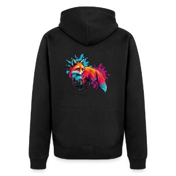 Fox Paint - Unisex Premium Organic Zip Hoodie - black - Back - Nico (187cm)