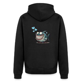 Piranha Amour Comique - Veste à capuche bio Premium Unisexe - noir - Dos - Nico (187cm)