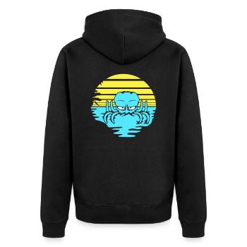 Oktopus Meer Sonnenuntergang Strand Urlaub Linien - Unisex Premium Bio Zip Hoodie - Schwarz - Hinten - Nico (187cm)