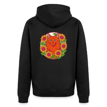 Maine Coon Katze - Unisex Premium Bio Zip Hoodie - Schwarz - Hinten - Nico (187cm)
