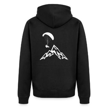 Gleitschirmflieger Fallschirmspringer - Unisex Premium Bio Zip Hoodie - Schwarz - Hinten - Nico (187cm)