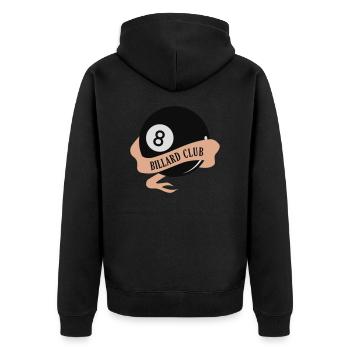 Billard Club - Unisex Premium Bio Zip Hoodie - Schwarz - Hinten - Nico (187cm)