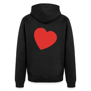 little heart DE - Unisex Premium Bio Zip Hoodie - Schwarz - Hinten - Nico (187cm)