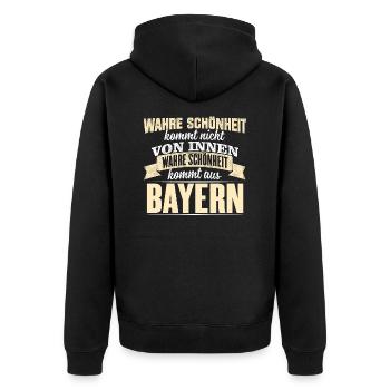BAYERN - Schönheit - Unisex Premium Bio Zip Hoodie - Schwarz - Hinten - Nico (187cm)