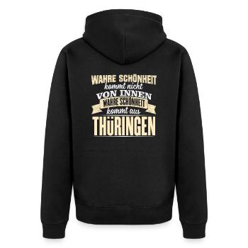 THÜRINGEN - Schönheit - Unisex Premium Bio Zip Hoodie - Schwarz - Hinten - Nico (187cm)