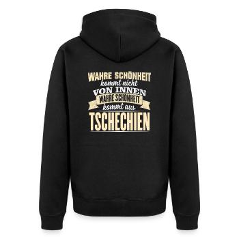 TSCHECHIEN - Schönheit - Unisex Premium Bio Zip Hoodie - Schwarz - Hinten - Nico (187cm)