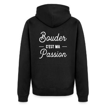 bouder passion t-shirt cadeau - Veste à capuche bio Premium Unisexe - noir - Dos - Nico (187cm)