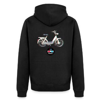 Vintage - Ciao 3D - Unisex Premium Bio Zip Hoodie - Schwarz - Hinten - Nico (187cm)