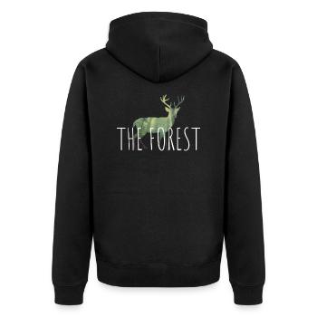 The Forest - Unisex Premium Bio Zip Hoodie - Schwarz - Hinten - Nico (187cm)