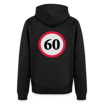 geschwindigkeitstafel_60 - Unisex Premium Bio Zip Hoodie - Schwarz - Hinten - Nico (187cm)
