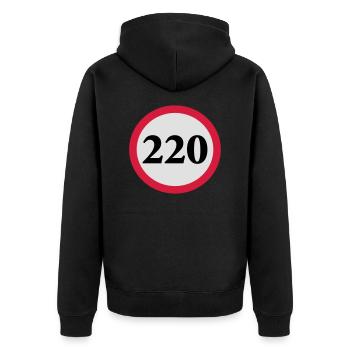 geschwindigkeitstafel_220 - Unisex Premium Bio Zip Hoodie - Schwarz - Hinten - Nico (187cm)