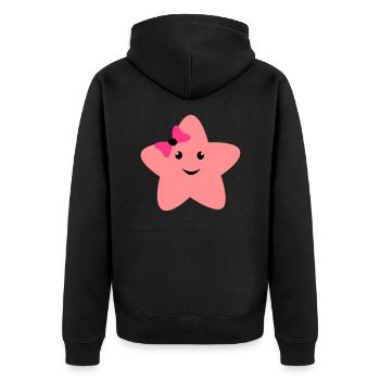 cute star, süßer Stern mit Schleife - Unisex Premium Bio Zip Hoodie - Schwarz - Hinten - Nico (187cm)
