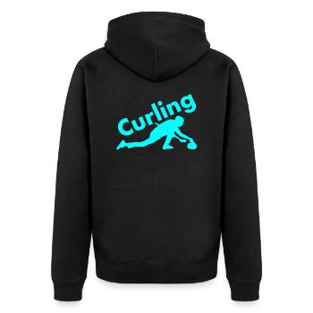 Curling - Unisex Premium Bio Zip Hoodie - Schwarz - Hinten - Nico (187cm)