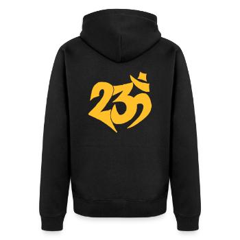 Tribu 23 ohm goa psy tekno - Veste à capuche bio Premium Unisexe - noir - Dos - Nico (187cm)