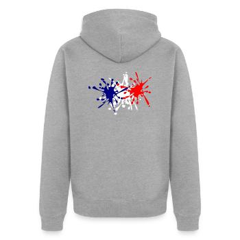 Bleu blanc rouge - Veste à capuche bio Premium Unisexe - gris chiné - Dos - Nico (187cm)
