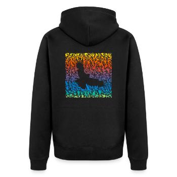 Abstract rainbow predator bird and its prey - Unisex Premium Bio Zip Hoodie - Schwarz - Hinten - Nico (187cm)